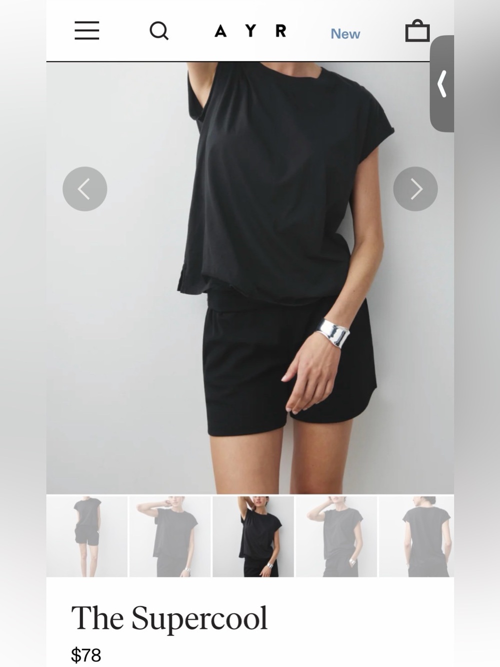 AYR The Supercool Black Tee Size Small